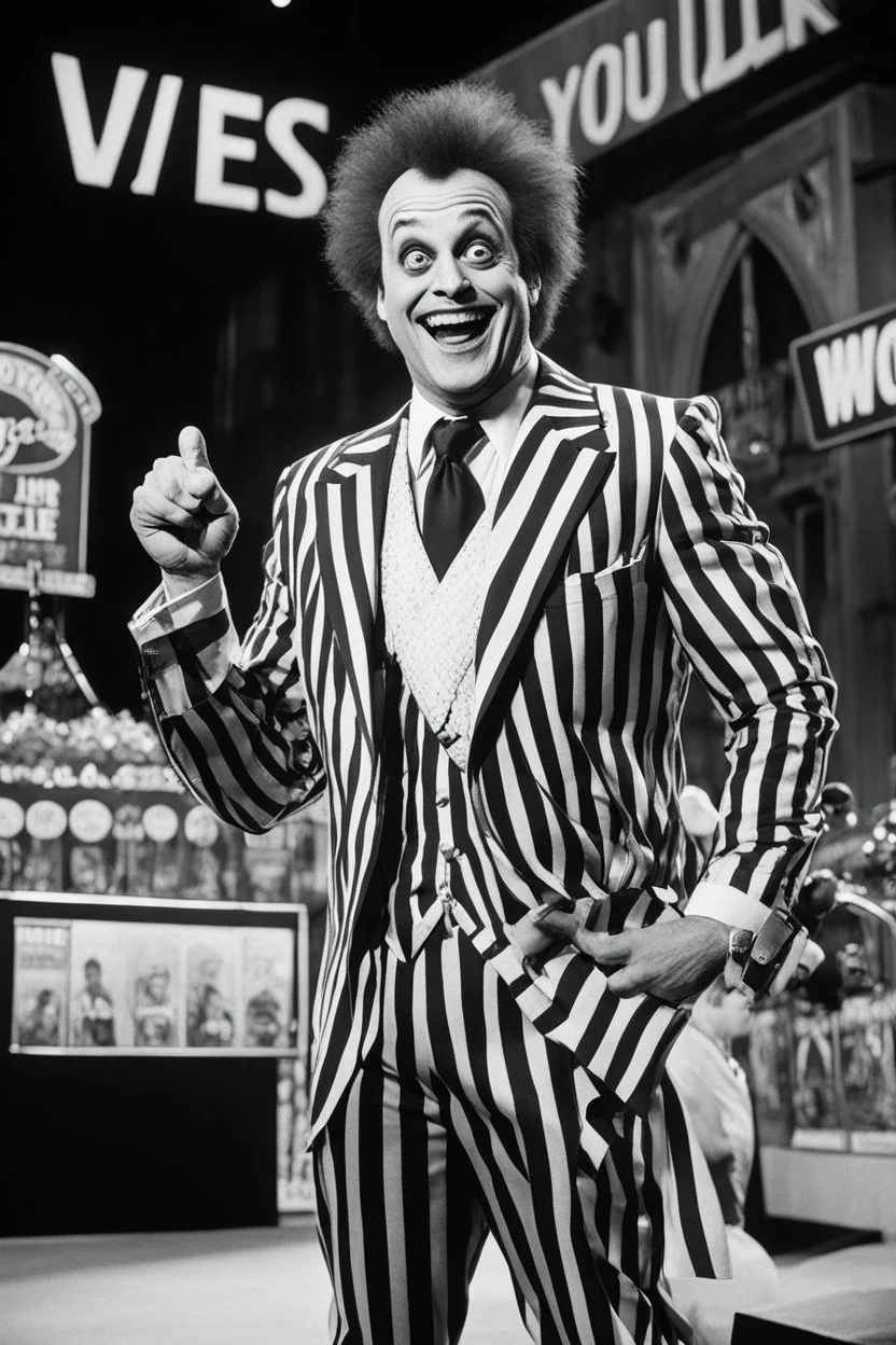 think about a commercial poster script with a trader on awarding floor in a beetlejuice outfit pointing his finger to the camera with a smile, saying "yes, you." Bigger! Wilder! Whoa!