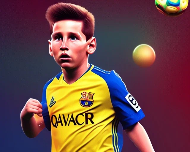 Lionel Messi as a child, 3d art, face portrait, 8k resolution