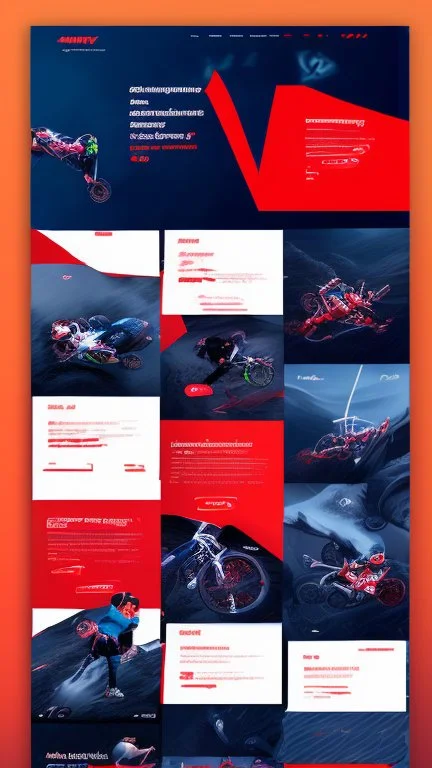 Design a user-friendly and visually appealing landing page for a sport website, prioritizing an intuitive user experience, red colors, power, skii, running, riding a bike, swimming