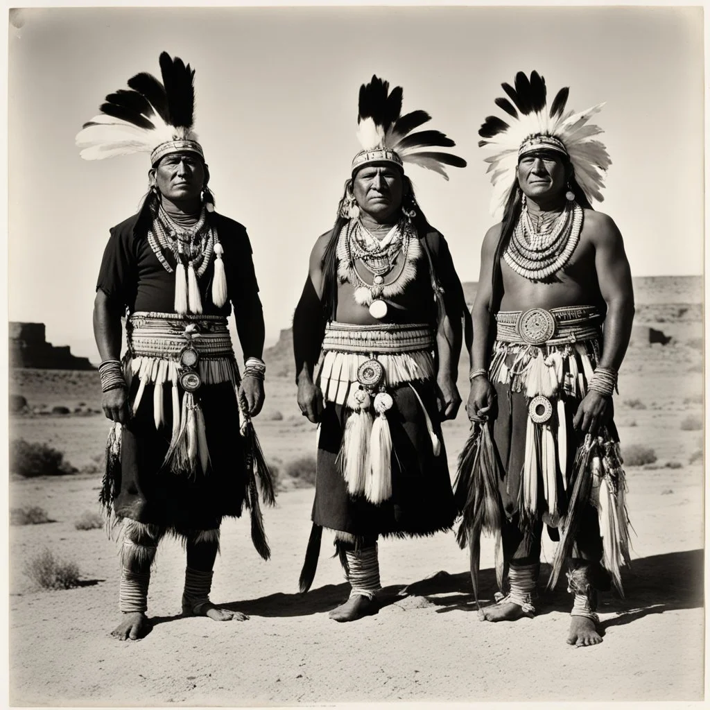 The photograph depicts three Navajo men in ceremonial dress, representing figures from Navajo mythology. The figures are identified in the caption as Tonenili, Tobadzischini, and Nayenezgani. The image is part of Curtis's multi-volume work, The North American Indian, which aimed to document Native American tribes.