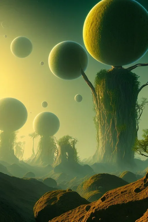 alien WORLDS, 8k, finely detailed, photo realistic.