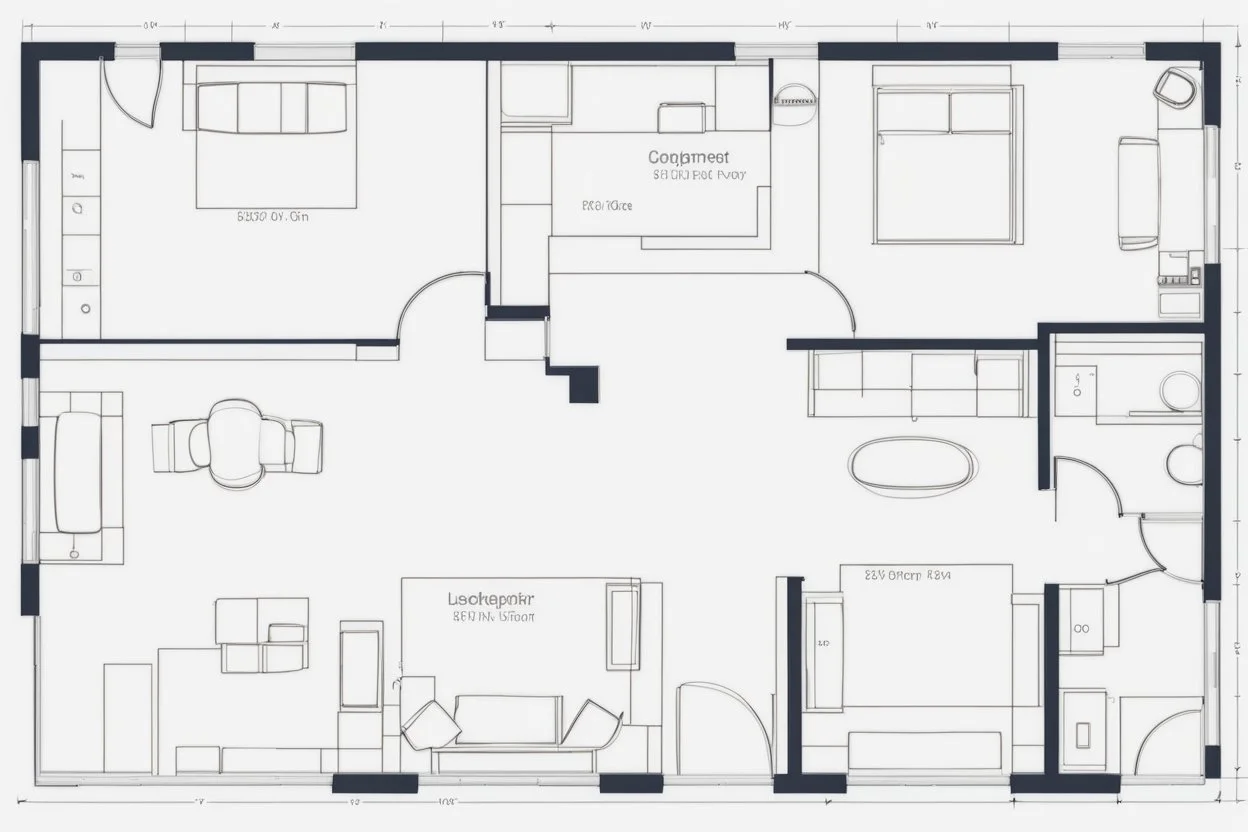 blueprint, small house floor plan, technical, illustration, videogame