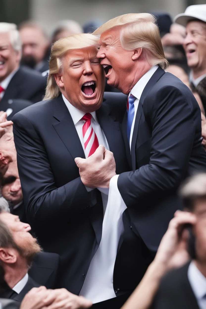 donald trump maniacally laughing while people sob and cry all around him