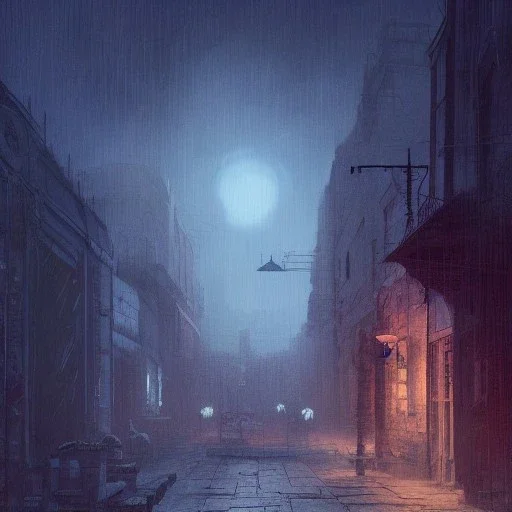 the little city of horrors, ambient lighting, horror art, in the style of greg rutkowski,