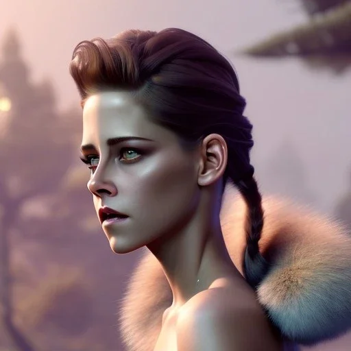 pixar style, volumetric summer garden environment and background, realistic painting of Kristen Stewart, looking excited, volumetric lighting, dramatic lighting, detailed digital painting, extreme dense and fine fur, anime, ornate, colour-washed colors, elegant, small minutiae, tiny features, particulars, centered, smooth, sharp focus, renderman gofur render, 8k, uhd, detailed eyes, realistic shaded volumetric lighting, sunlight caustics, backlight, centered camera view