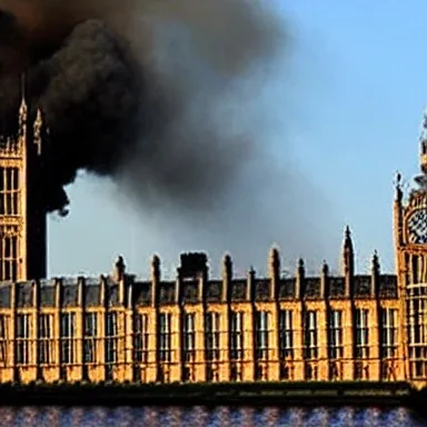 Houses of Parliament on fire