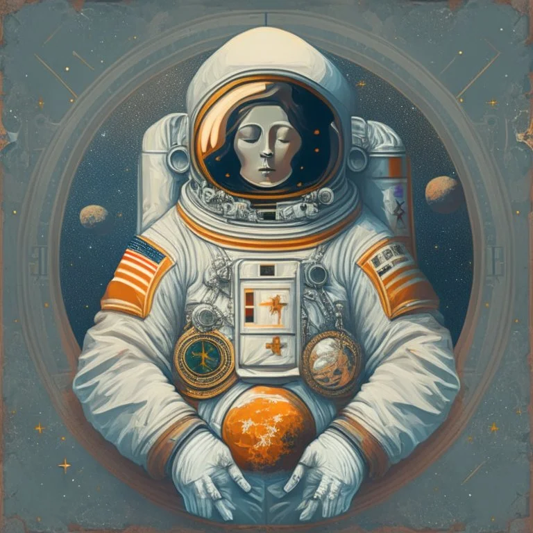 astronaut in the style of orthodox iconography