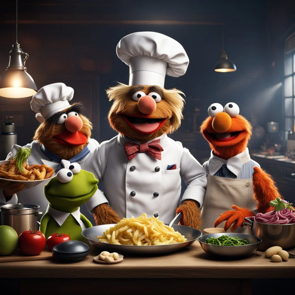 Friday's inspirational subject: The Muppets Swedish Chef cooking, the guests are other famous muppets. Animated, 3d , funny