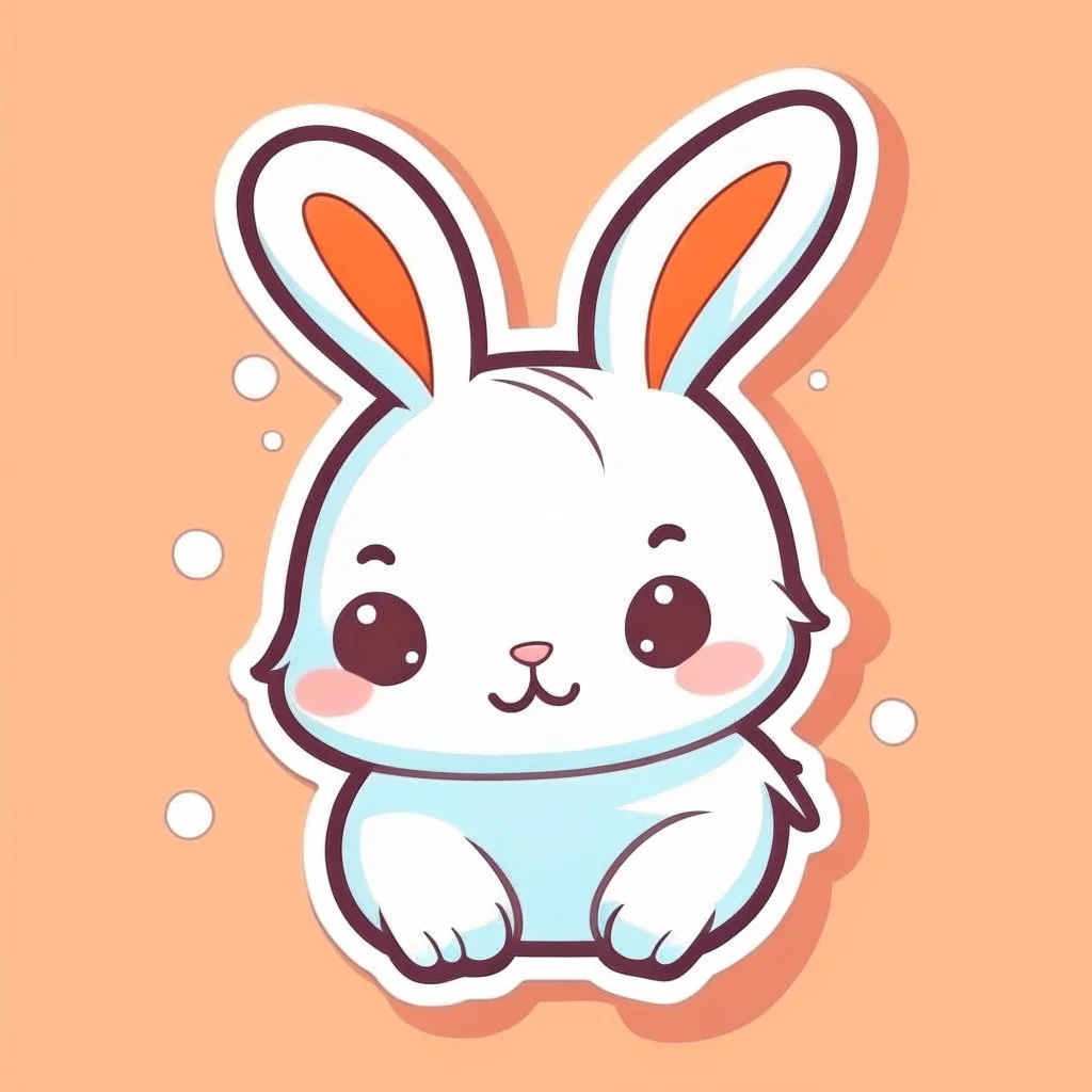 cute rabbit sticker template