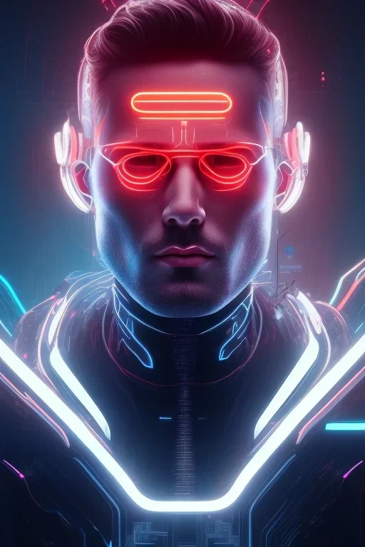 cyberpunk, head, men, portrai, tron