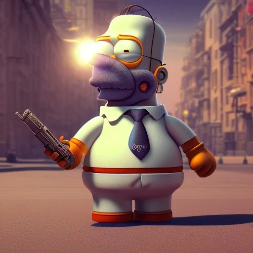 Full body, 3d render, homer simpson 1800's men style, 1800's hair style, 1800's men clothes style, robot, hyper realistic, octane render, unreal engine 5, 8k, palace background, uhd