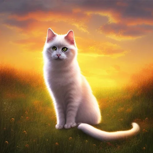 cute cat watching sunset