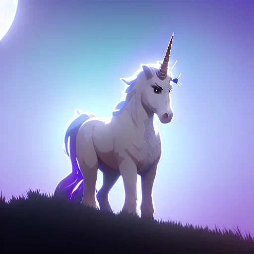 White unicorn under the Moon