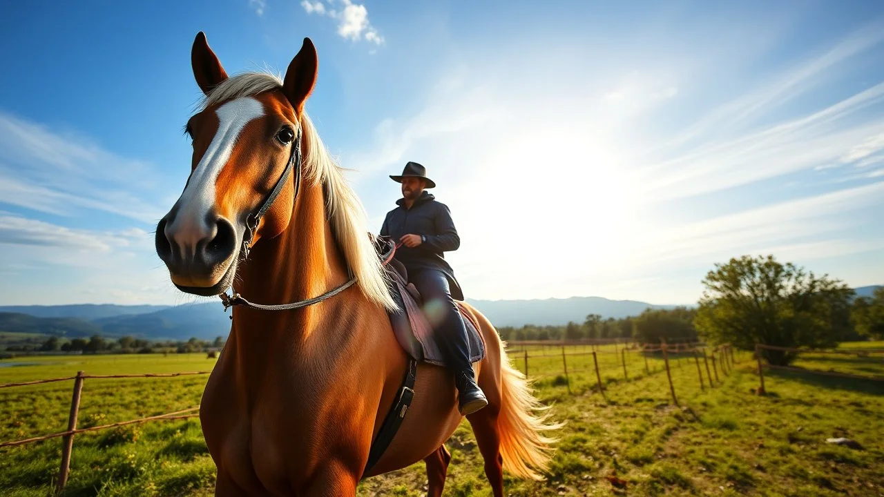 a Tukey osmani prancess horse ridding in a beautifull majesty farm