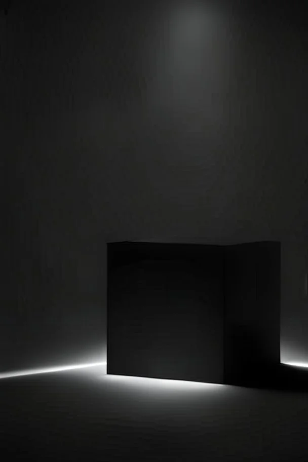 A mockup of a box, rectangular beam shaped, dark background, dark setting, dark studio