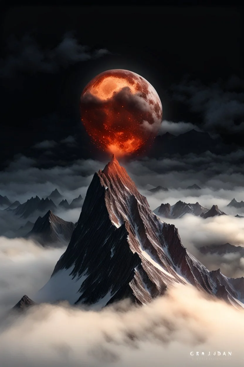 a mountain rises out of the mist into the night sky. at the peak, a dull clay ball is stuck on the mountain peak of the , insides spilling out and flowing down the mountainside. cinematic lighting, realism,HD, jordan grimmer, artstation, grim mood, from below camera angle. a masterpiece, 8k resolution, dark fantasy concept art, by Greg Rutkowski, dynamic lighting, hyperdetailed, intricately detailed, Splash screen art, trending on Artstation, deep color, Unreal Engine, volumetric ligting