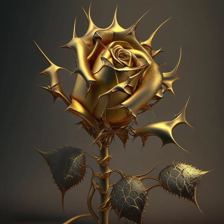 A golden rose with jagged thorns