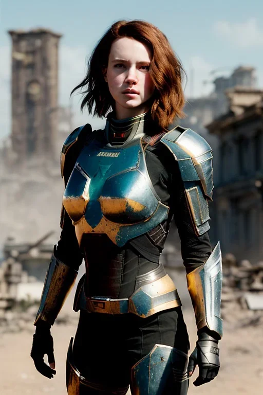 ultrarealistic, ruined city,__skimpy sci-fi armor__, __angles__, 18 year old woman, strikingly beautiful,ginger hair, _colour_, [__starlets__|__starlets__], (pale __skincolor__ skin:1.2), __camera__, _hair_, detailed face and eyes, medium breasts, leather choker, freckles, dynamic pose, resolved expression, __accessory__, strappy outfit, (straps:1.1), sword in scabard on left hip, (buckles, buttons, snaps, rings:1.0), haltertop style breastplate, detailed eyes, plump lips, sci-fi theme