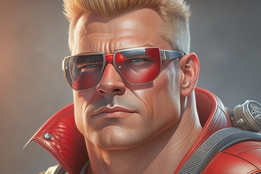 Photoreal Duke Nukem with shades