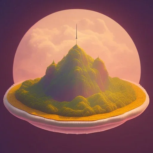 100mm photo of isometric floating island in the sky, surreal pizza with jewels, intricate, high detail, behance, microworlds smooth, macro sharp focus, centered