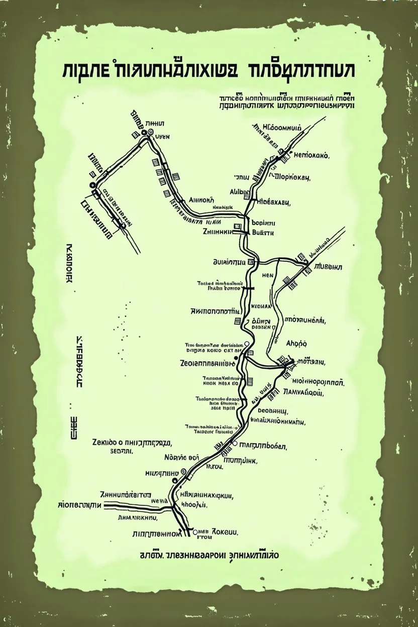a scan of an ancient Cree Anishinaabe road map, hand drawn been stained and weathered, text is in Cree Syllabic