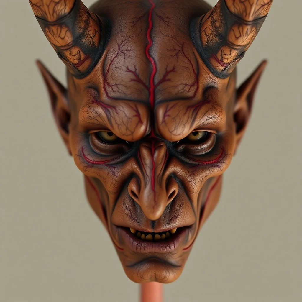 Organic brown with Arteries and veins biological skin texture of a devil face