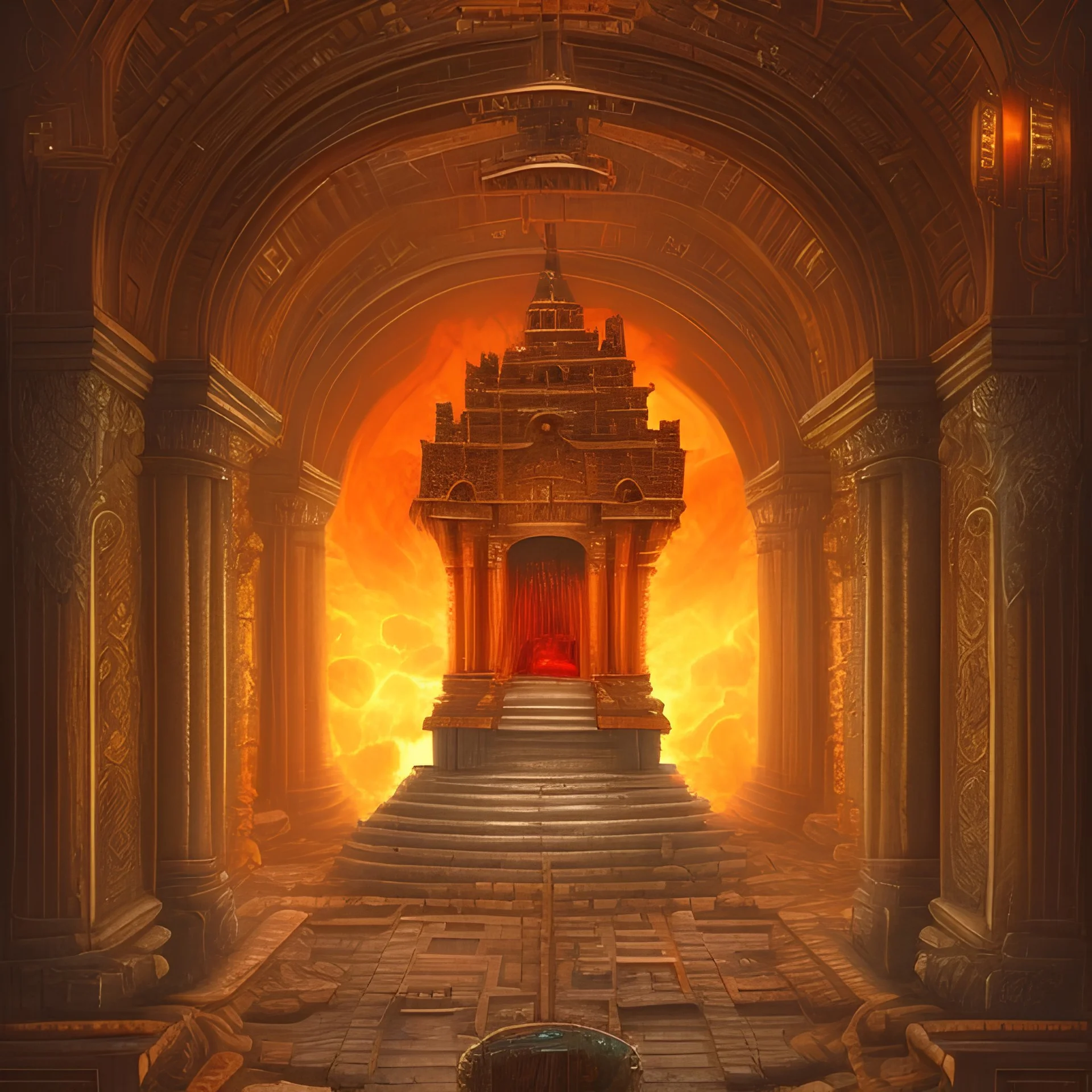 huge gate to hell with huge temple in it