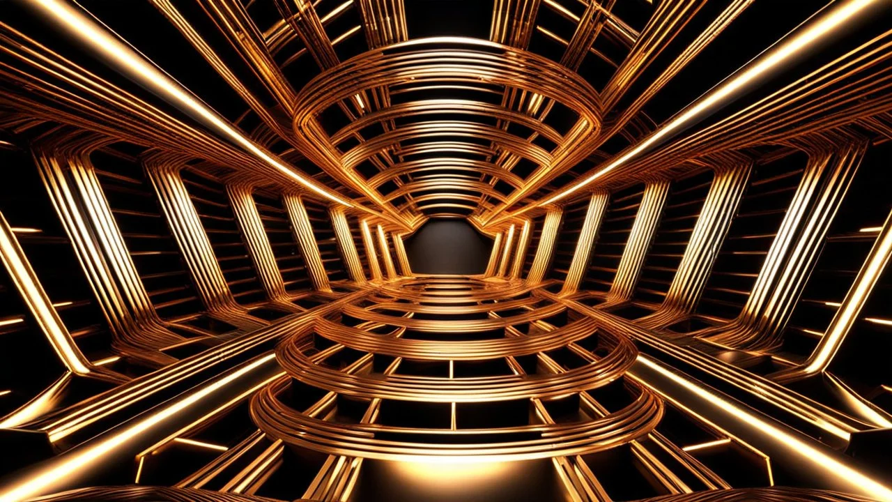 a 3d fractal stage structre made of metallic color 3d structures, pertty artistc background,dynamic lights