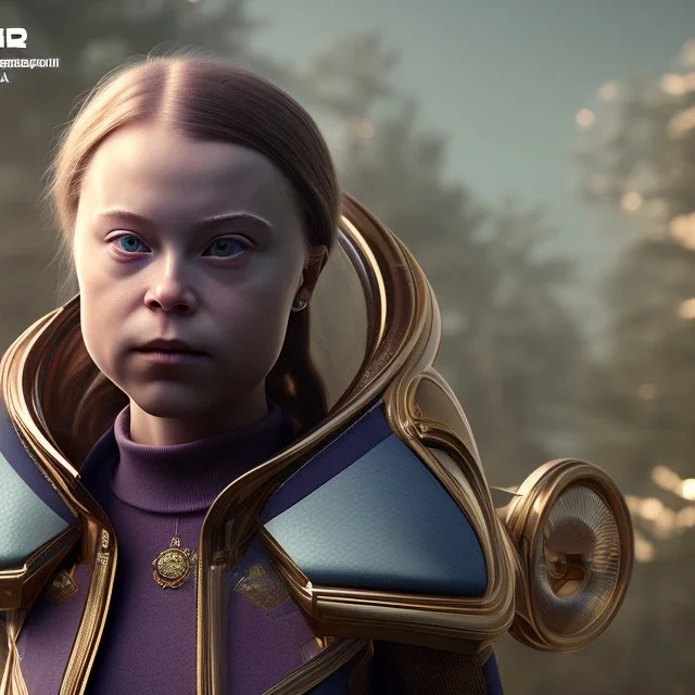  Greta Thunberg octane render, 8k, high detail, elvish, metallic