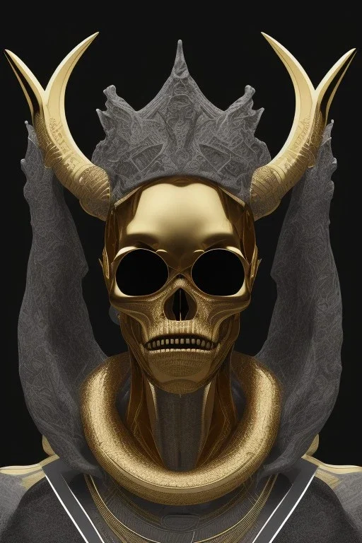 shiny black male African Egyptian alien, cracks in the voodoo head, wicked, eyes, crown, Elephant, 8k, finely detailed, photo realistic, tiger turquoise skull head gold dragon space alien snow skeleton gold horny toad silver crown silver eyes