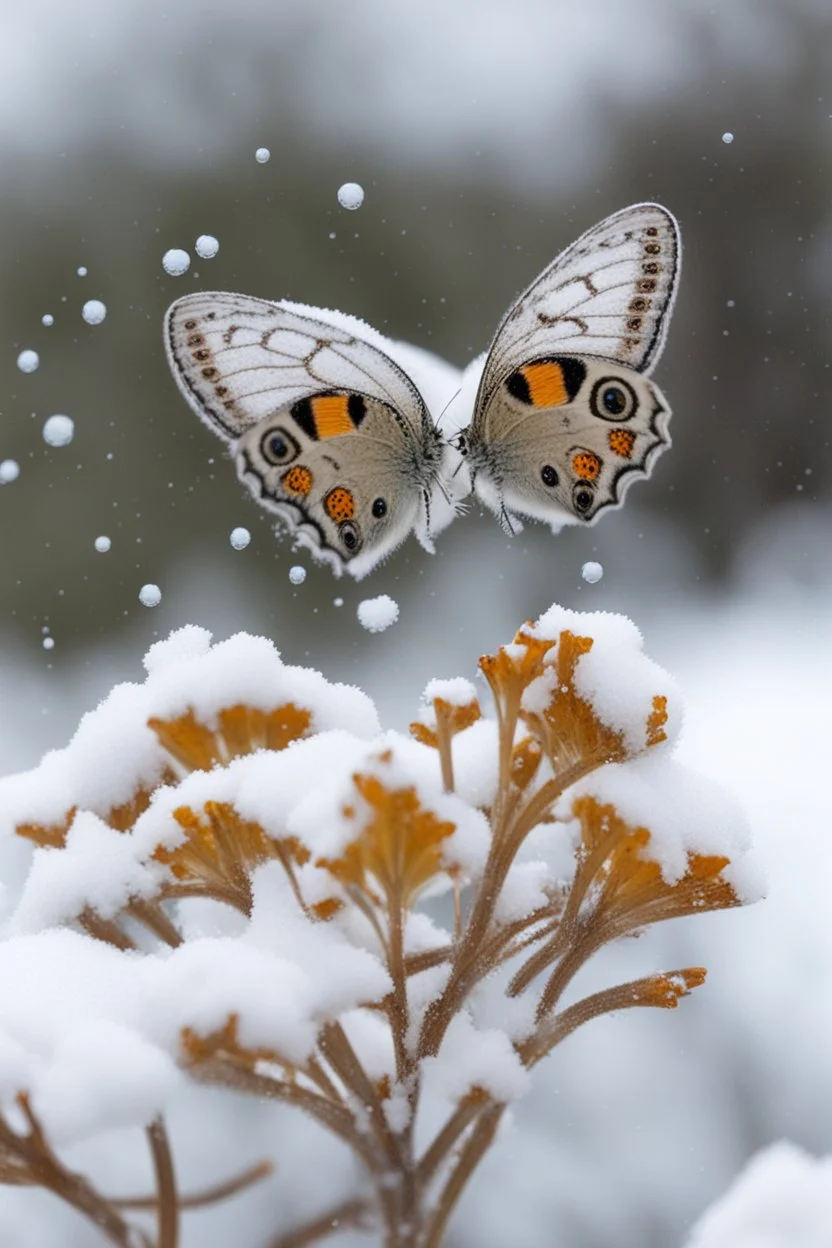 butterflies and bubbles in the snow