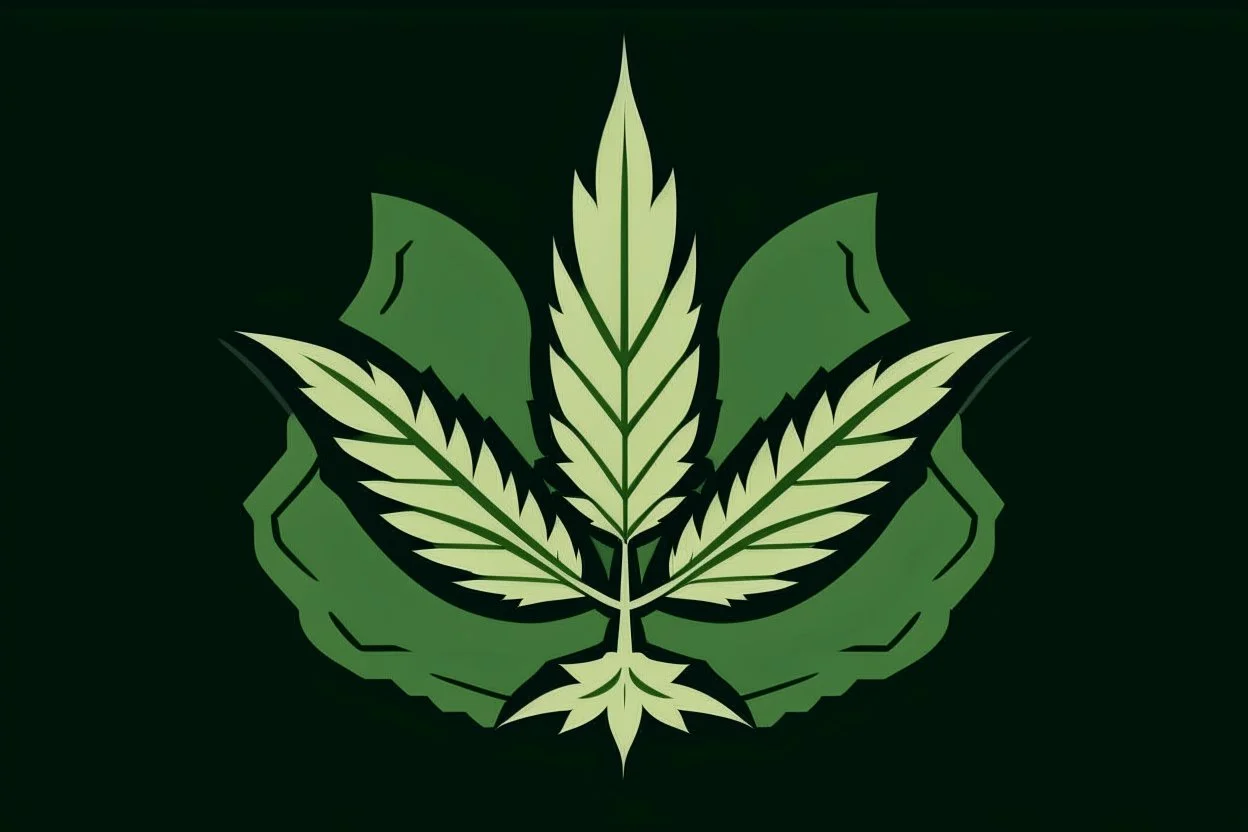 bentley style logo but with canabis leafs