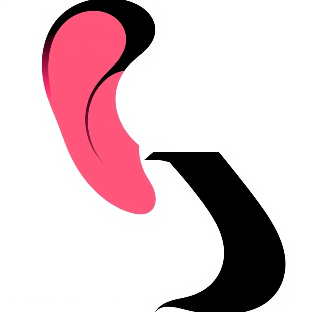 a simple abstract combining the shape of the capital letter G and the shape of an ear, vector