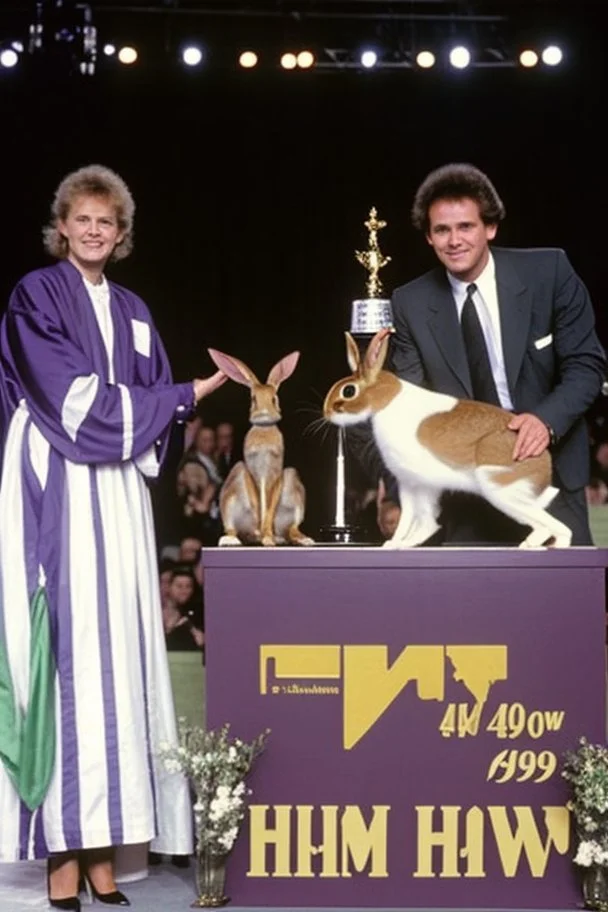 1990 human show the winner is a "half human rabbit combined animal::40", realistic