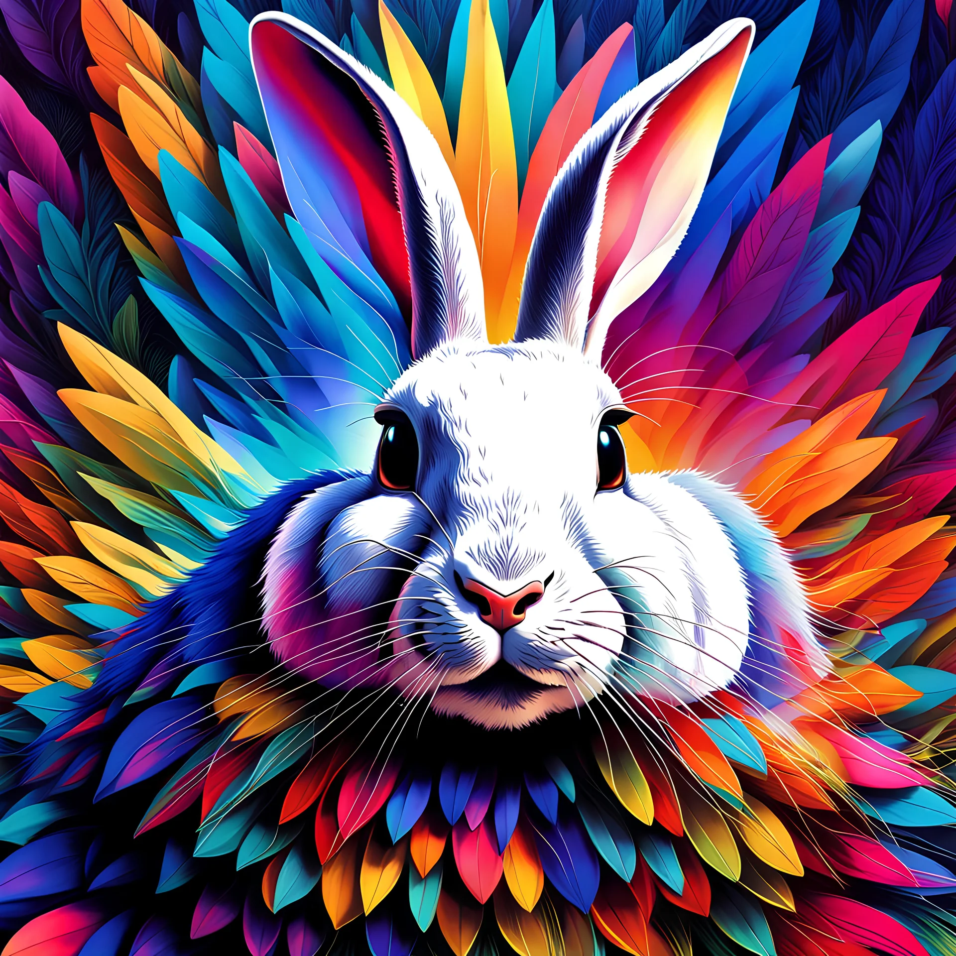 Beautiful rabit colorful art conceptual, amazing artwork, hyper detailed, ultra maximalist quality, 12k