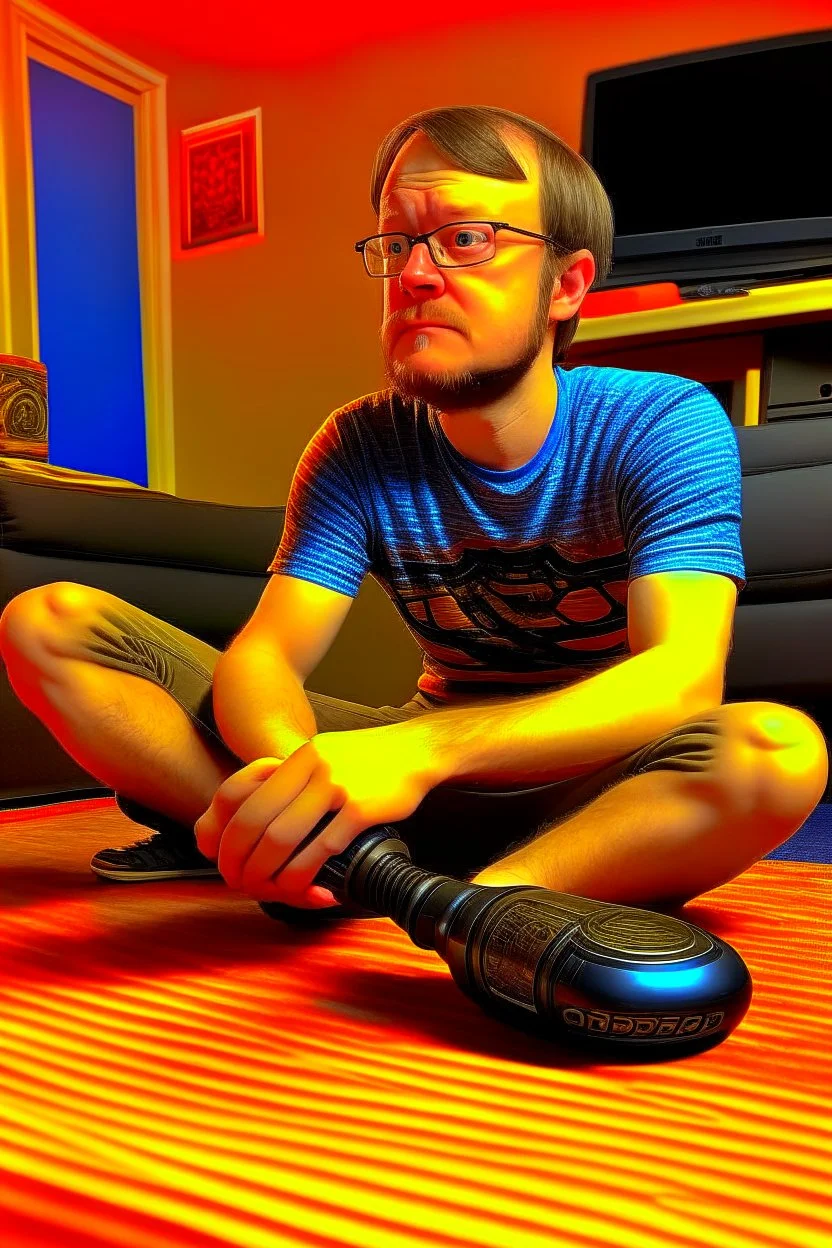 sneaky steve sitting on the carpet while using a woopy jangler to snoop a doot