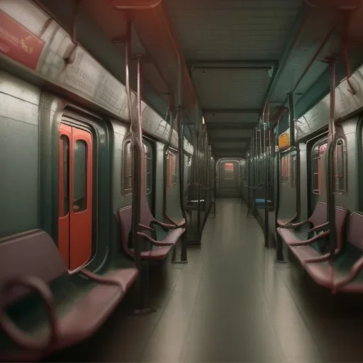 Subway metro in monster unreal 5, octane render, cinema4d, redshift render, hyper realistic, cenematic, vibrancy, synthwave, retouch, centered, dynamic lighting, dramatic lighting, 4k, highly detailed, attractive beautiful, realistic, virtual reality, epic composition, holographic,