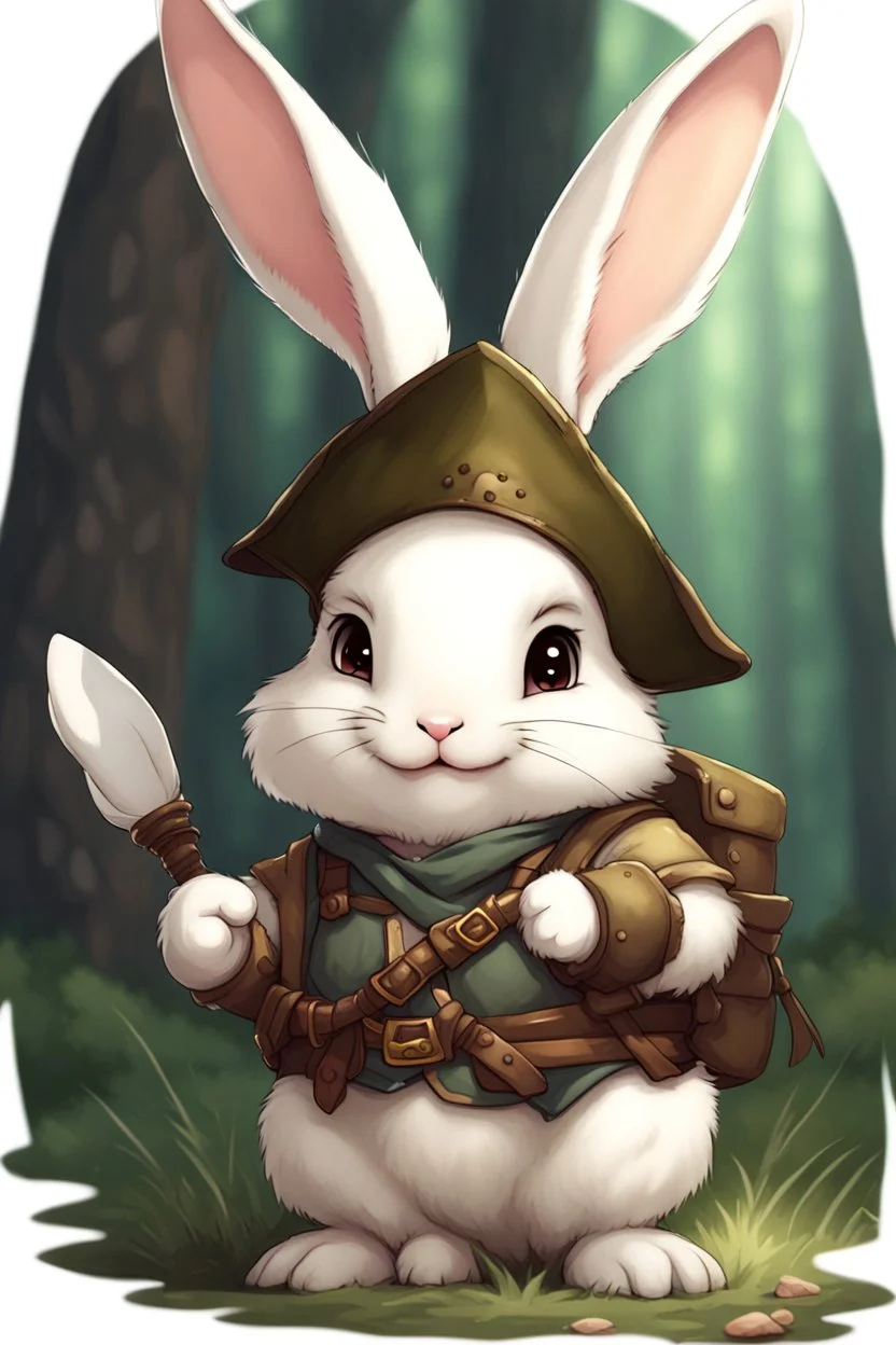 Cute chubby bunny floppy ears adventurer dnd art realism