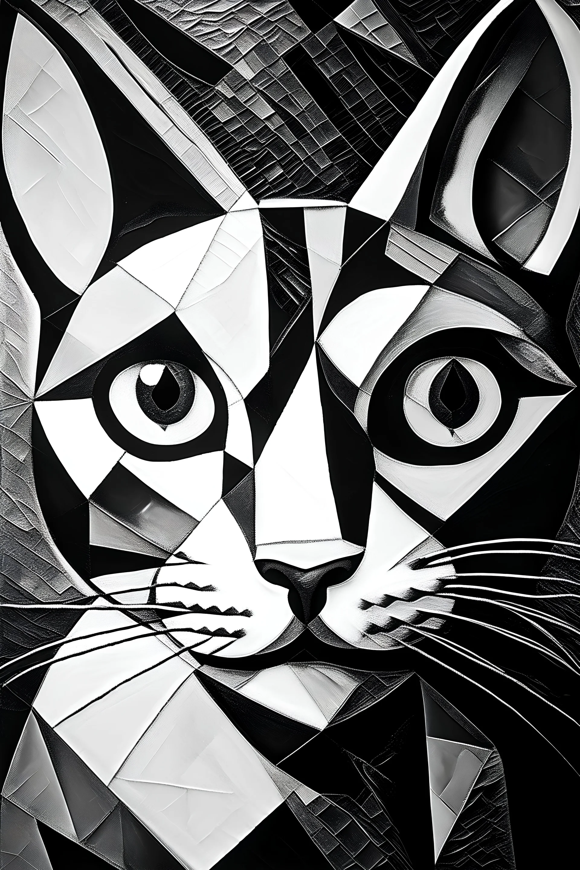 Porträt Katze Kubismus black white Picasso