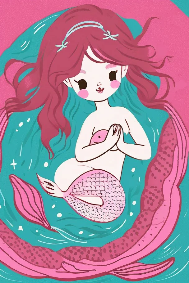 A delightful coloring page design showcasing an adorable baby mermaid in a charmingly naive art style. The artist has skillfully created a whimsical scene with minimal details and a focus on bold, thick black outlines. The endearing fox, prominently positioned in the center, is the highlight of this illustration. The all-white background beautifully complements the simplistic design, allowing young artists to unleash their creativity. As the baby fox takes center stage, a subtle hint of its