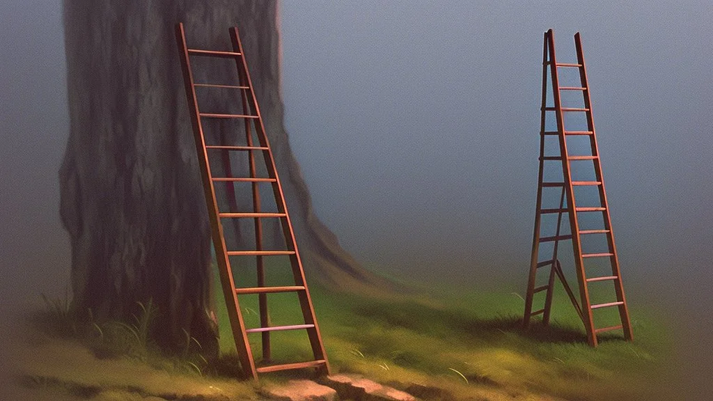 a ladder coming down from the clouds to the ground