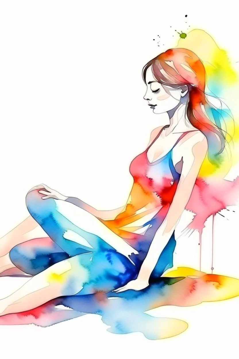 abstract relax pose watercolor painted