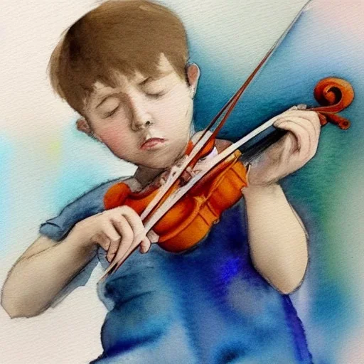 boy playing violin watercolour