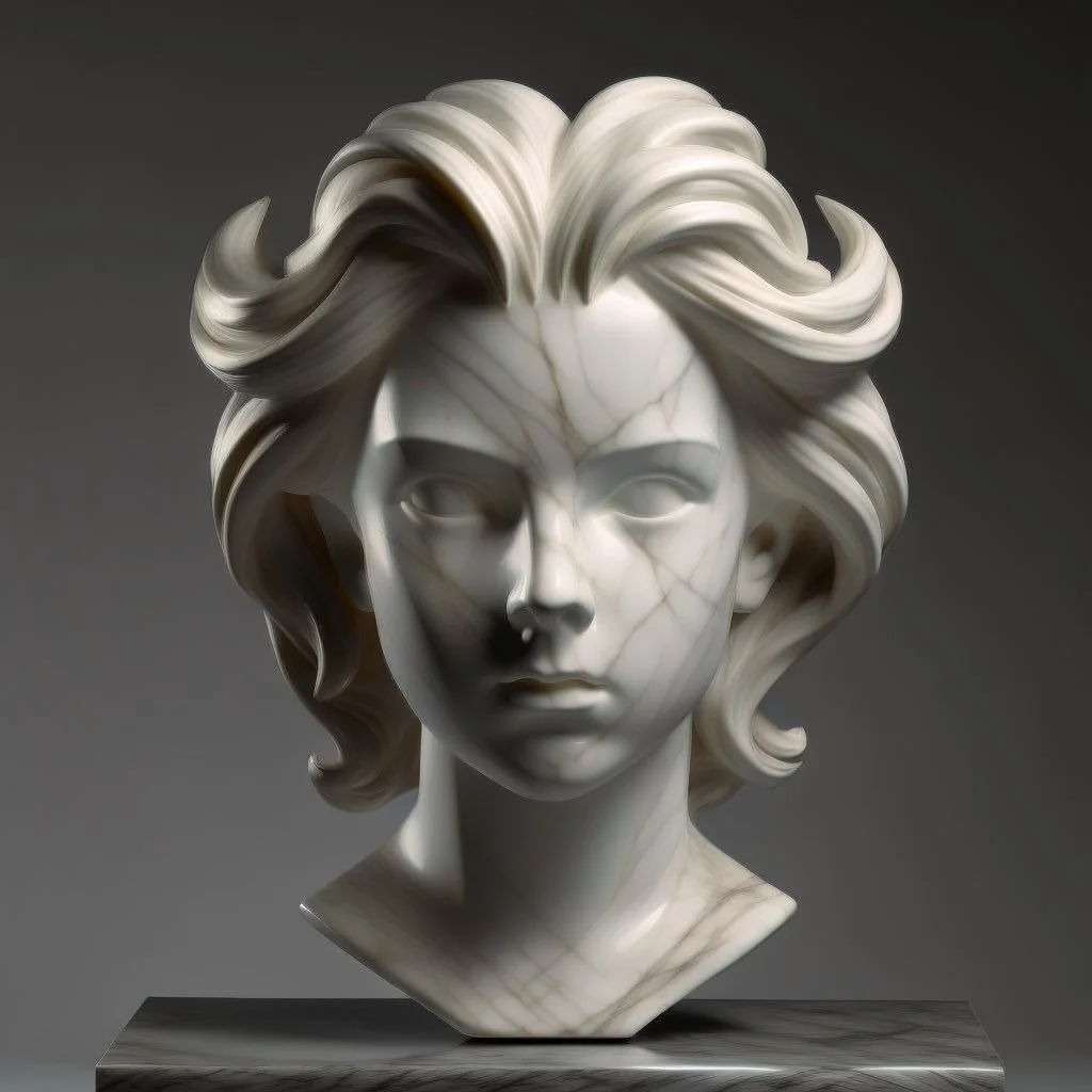 simple front view of a female marble sculpted hair