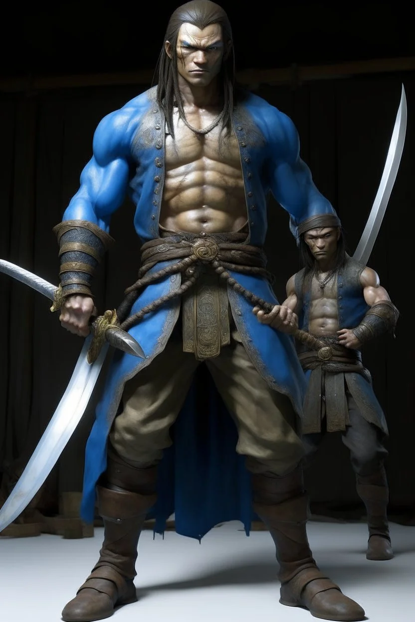 giant muscle blue men realistic samouraï yukatan kill bill