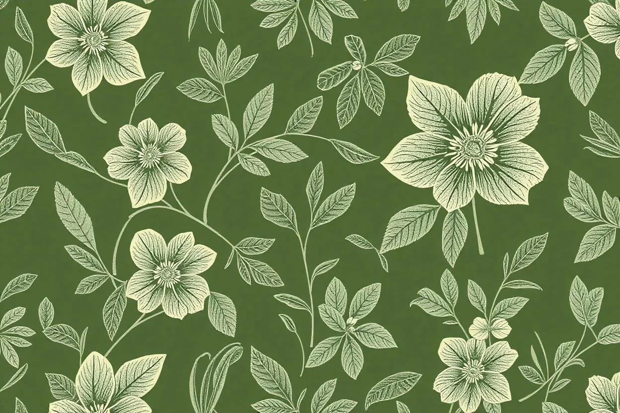 a summer pattern for residential wallpaper , fine detail, organic, green monochromatic