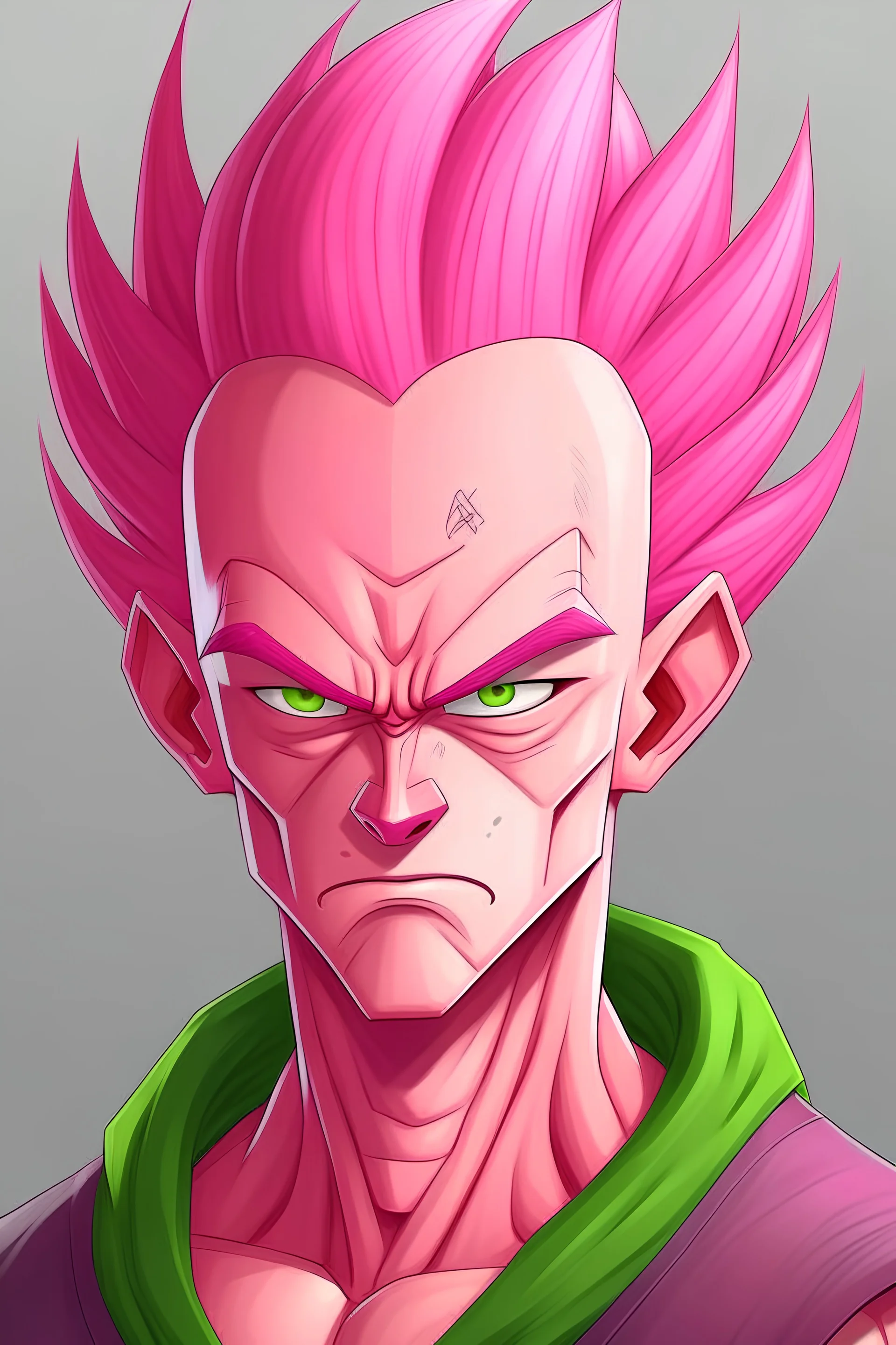 Vegeta plano medio saiyan Cabello rosa, realista