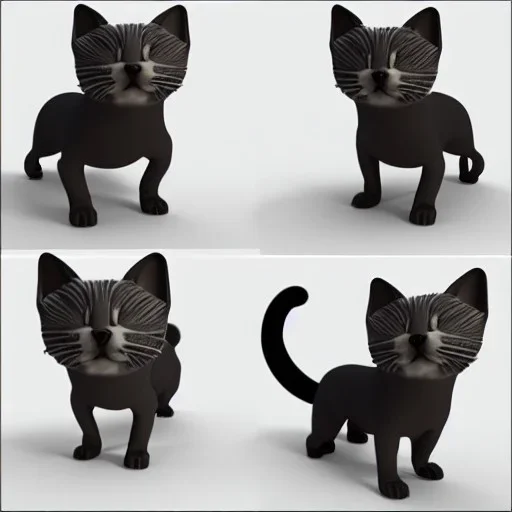 Un chien chat hybride, modélisme 3d, très détaillé