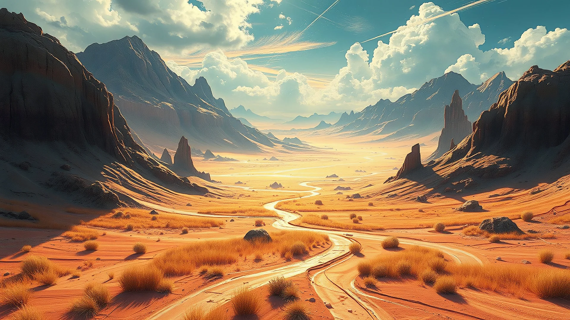 landscape covered in oil that looks futuristic with futuristic lighting, realistic rendering