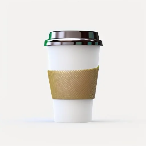 4k coffee cup render solid colors with green background black and white